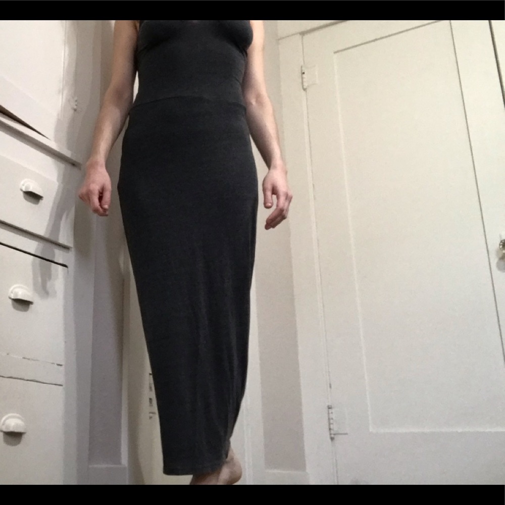 Raquel Allegra basic maxi gray dress coquette girl resort wear minimalist - Picture 7 of 8